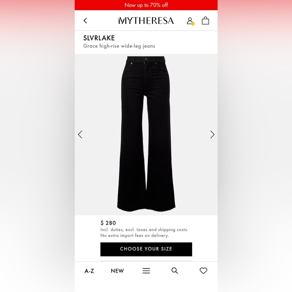 SLVRLAKE Grace Jeans in Jet Black Wide Leg Flare Jeans in size 32